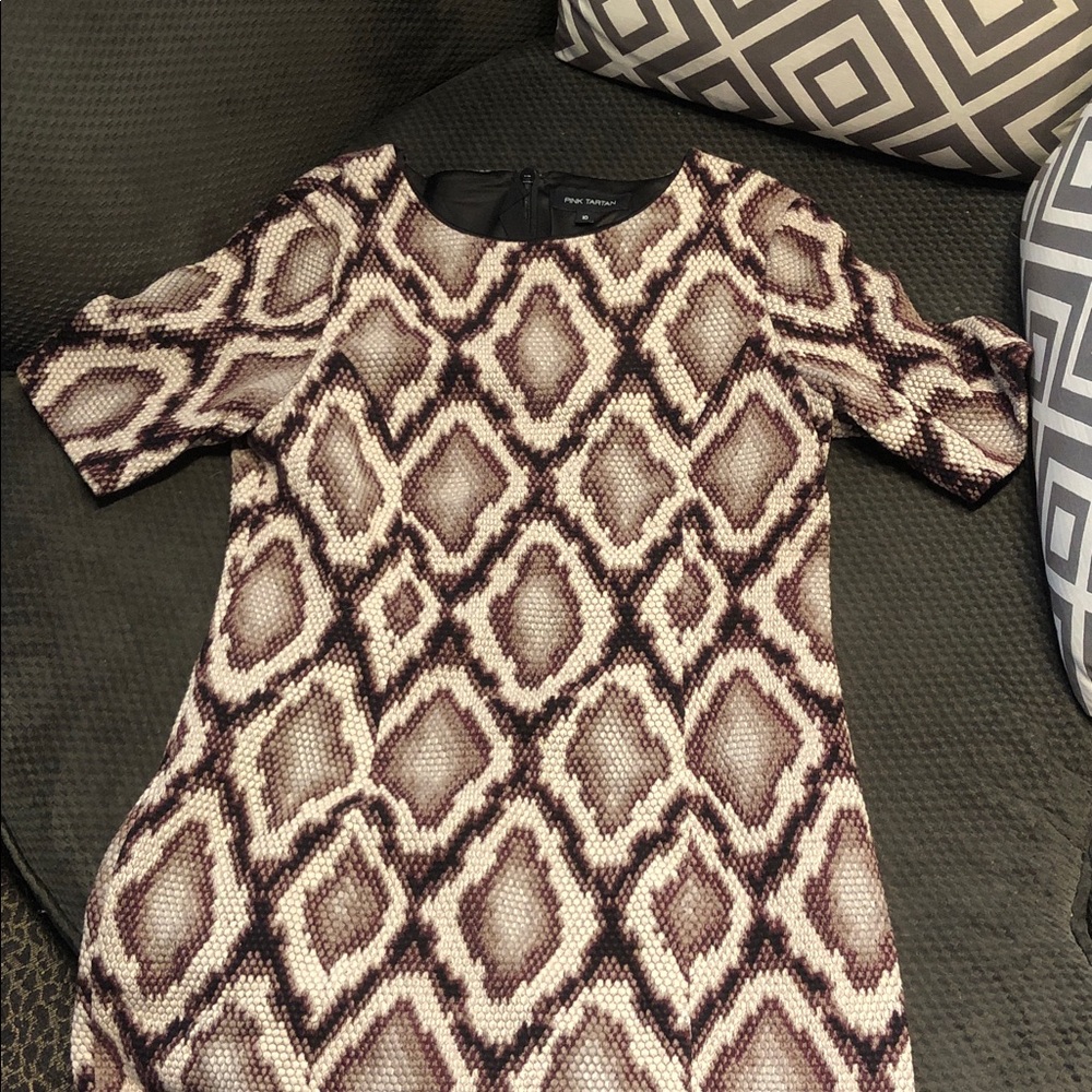 Pink Tartan Ombré Snake Animal Print Sheath Dress.
